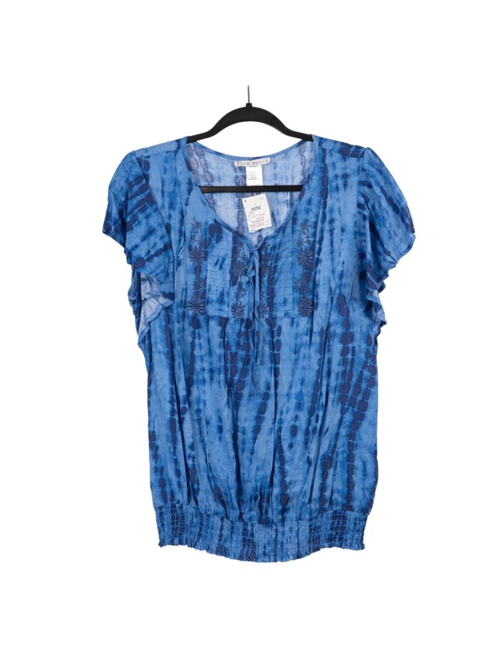 Boho Peasant Shirt Blouse L NEW Blue Tye Die Daisy Hippie Festival Indie Ruffle
